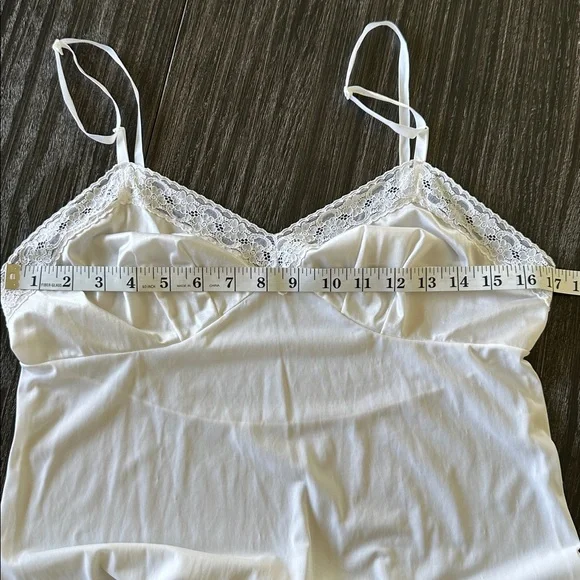 Vintage Vanity Fair Nylon Lace Slip Dress in White Made in USA Paper Tag, L - Picture 6 of 9